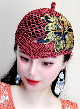 夏薄款女帽遮白发手工镂空帽子