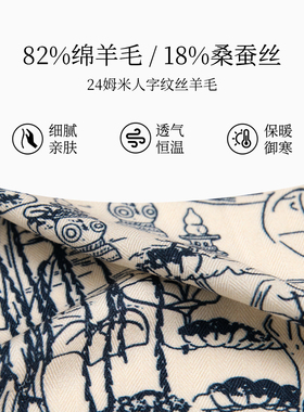 万事利26新款真丝桑蚕丝丝羊毛围巾冬季保暖披肩24姆米-城市漫步