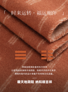 【大师系列】万事利秋冬新品100%山羊绒围巾加厚保暖披肩-乾坤