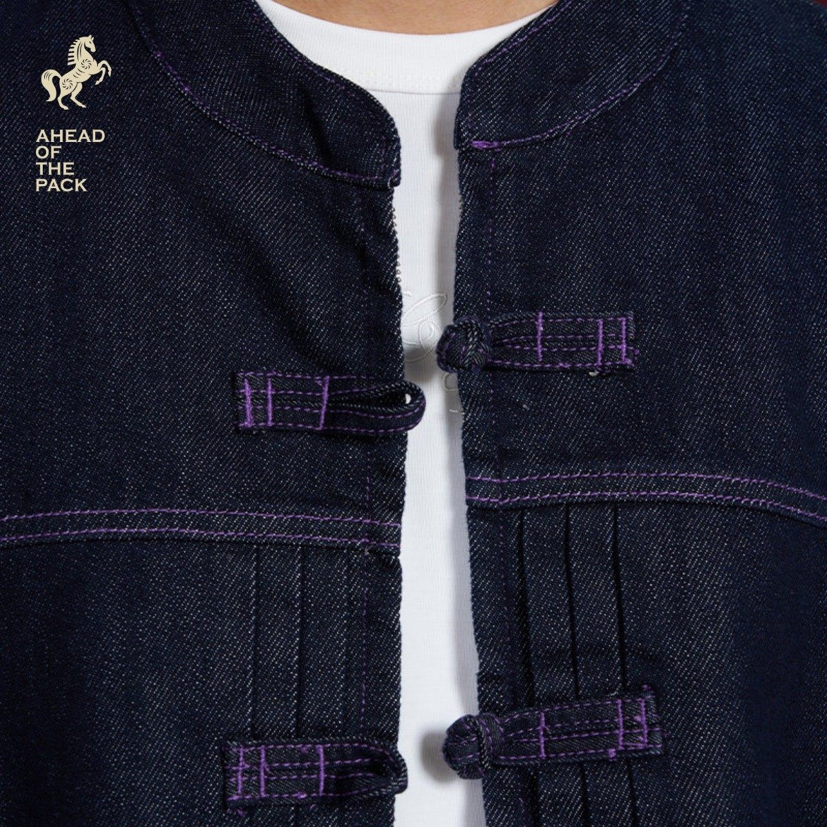 Gastation马年牛仔唐装 国风盘扣新年原牛新中式外套圆领挺阔舒适,淘宝优惠券,粉丝福利购,淘宝优惠卷