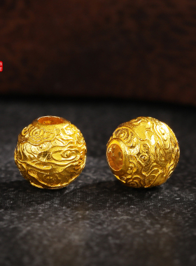 老克勒古法黄金云纹圆珠足金