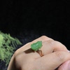Ruxian Jade Dao 18K gold inlaid apple green Pixiu ring Hetian jade fresh apple green gold inlaid jade women's ring