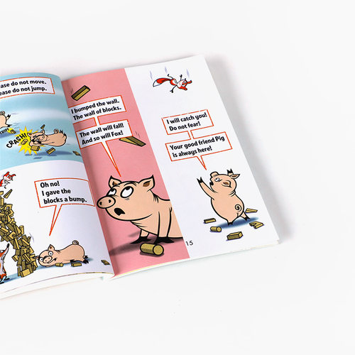 英文原版A Pig, a Fox,and a Fox一只猪，一只狐狸和一只狐狸儿童英语趣味阅读滑稽搞笑故事全彩漫画章节桥梁书Penguin出版 - 图2