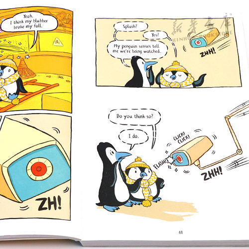 英文原版 Pablo and Splash 肥瘦二人组 穿越时空的企鹅 全彩漫画 搞笑冒险 时间旅行平装 漫画 幽默搞笑 8-12岁 - 图1