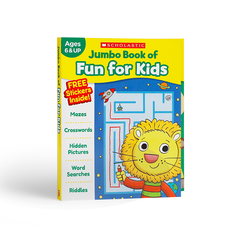 英文原版 Scholastic Jumbo Book of Fun for Kids学乐趣味贴纸活动手册小学生英语启蒙单词认知亲子互动图画书字母单词教材教辅-图2