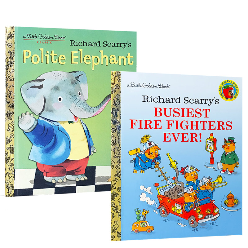 英文原版 小小斯凯瑞 Richard Scarry's 2册合售 Little Word Book Firefighters Ever Chipmunk'S Abc Chipmunk'S Abc 礼貌用语 - 图3