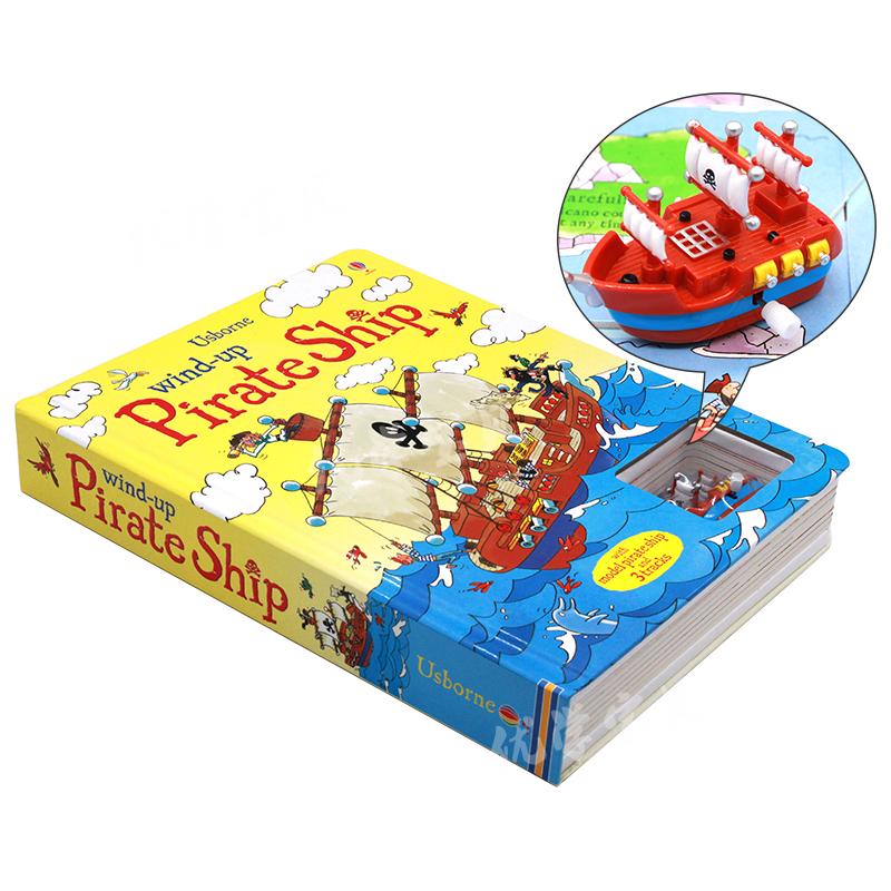 英文原版 Wind-up Pirate Ship 发条海盗船轨道书 启蒙3-6岁儿童纸板书玩具书 Usborne出品 亲子互动智力游戏提高孩子的动手动脑力 - 图0