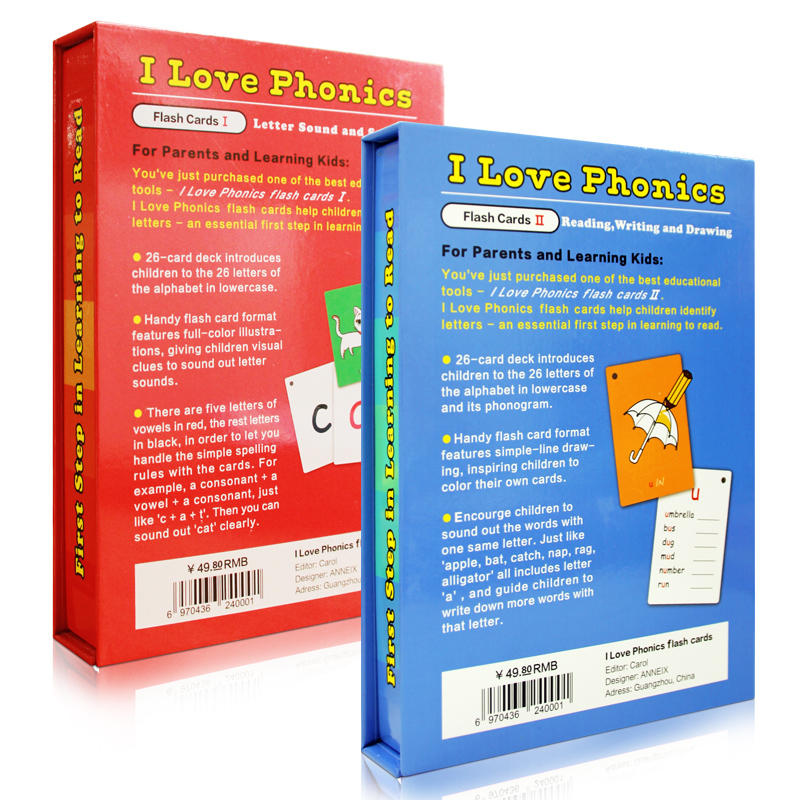 英文绘本I Love phonics L1-2 alphabet a to z 字母单词卡片 自然拼读 幼儿启蒙认知学习字词卡闪卡 字母单词卡片flash cards