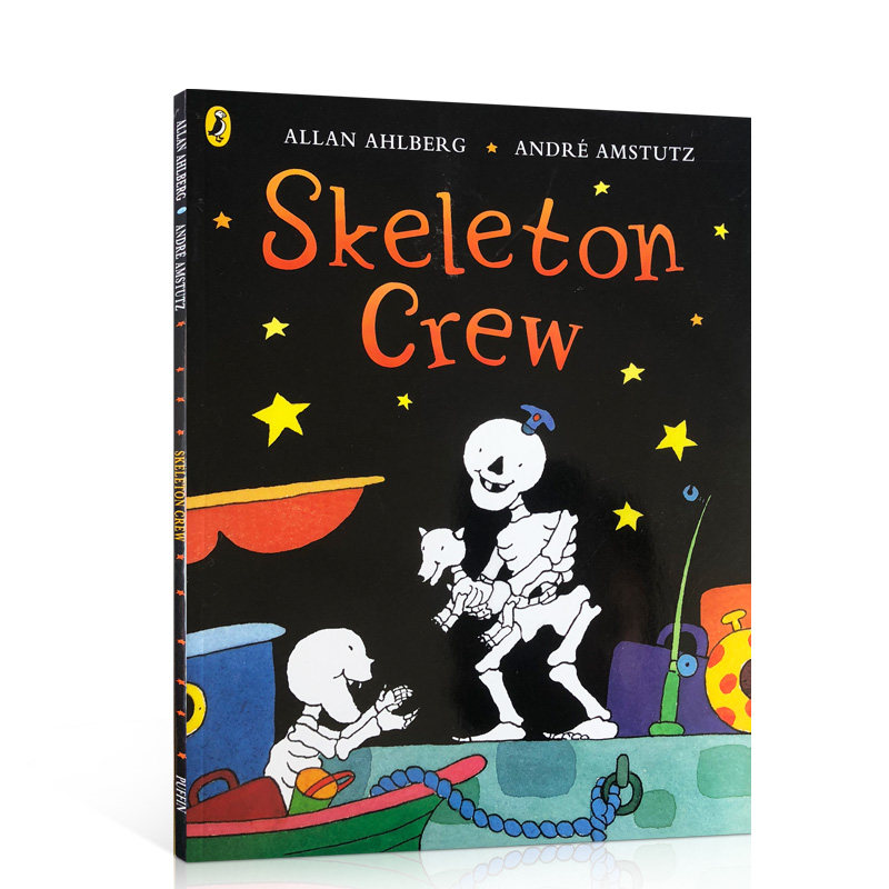 英文原版 funnybones: skeleton crew廖彩杏推荐 韵文式句子字汇学习 骨头之歌 3-5岁宝宝阅读趣味图画故事书亲子共读