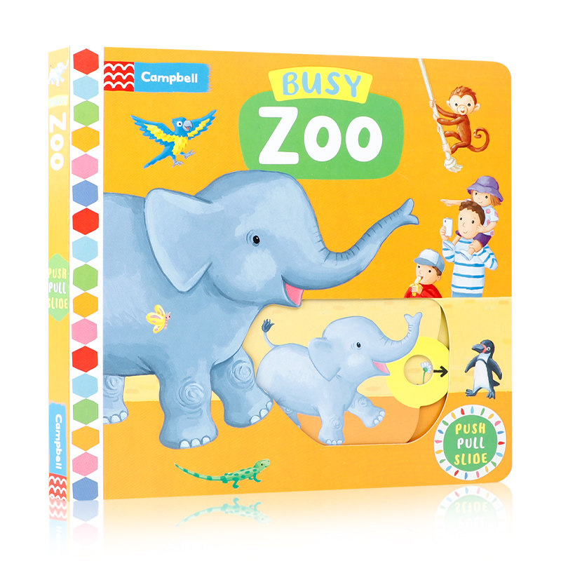 英文原版Busy Book系列Busy Zoo 繁忙忙碌的动物园 动物启蒙认知操作活动机关纸板书 幼儿童睡前亲子互动边玩边学英语绘本