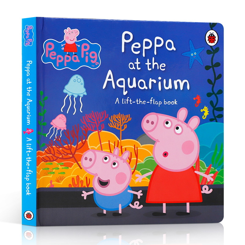 粉红猪小妹英文原版Peppa Pig: Peppa at the Aquarium 小猪佩奇在水族馆 低幼儿童英语启蒙认知绘本 宝宝撕不烂纸板翻翻书 - 图3