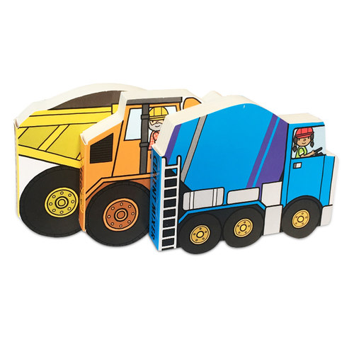 英文原版绘本 Playtown Chunky Pack: Construction水泥搅拌机 挖掘机和倾卸卡车 玩具书3册儿童启蒙认知交通工具故事图画书 - 图1