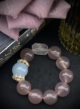 中古Vintage复古简约时尚气质甜美优雅老琉璃配水晶手链
