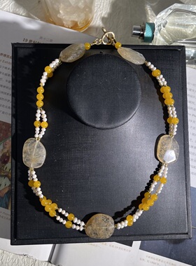 中古双层水晶小米粒珍珠项链