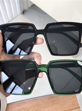 超大框复古方形绿色墨镜网红女大脸显瘦遮阳太阳镜男士方框街拍潮