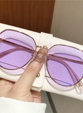 2021新韩版潮男士多边形金边黑色偏光墨镜开车驾驶大脸显瘦太阳镜