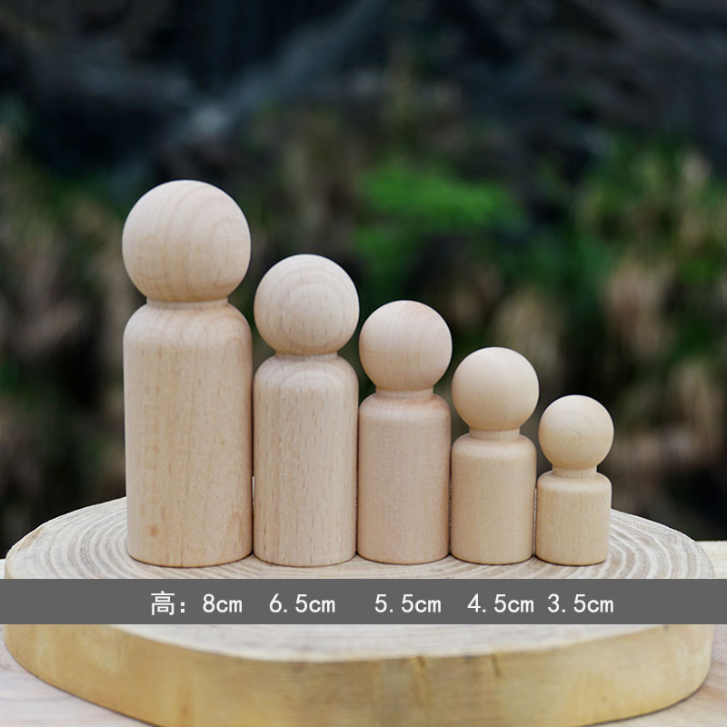 木偶家庭系统排列小物件木头人原木创意彩绘人偶装饰摆件玩具实木-图1