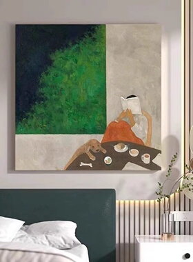 柚子手绘油画侘寂风方形装饰画