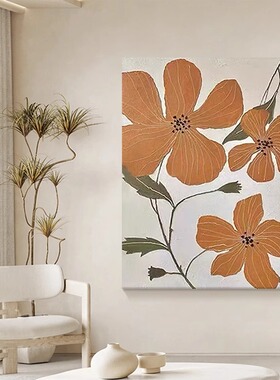 如花似锦手绘油画清新玄关挂画