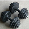 The anti-knock and fall-proof floor is made of rubber-coated barbell plates.
