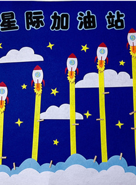 材料太空航天火箭飞船主题环创