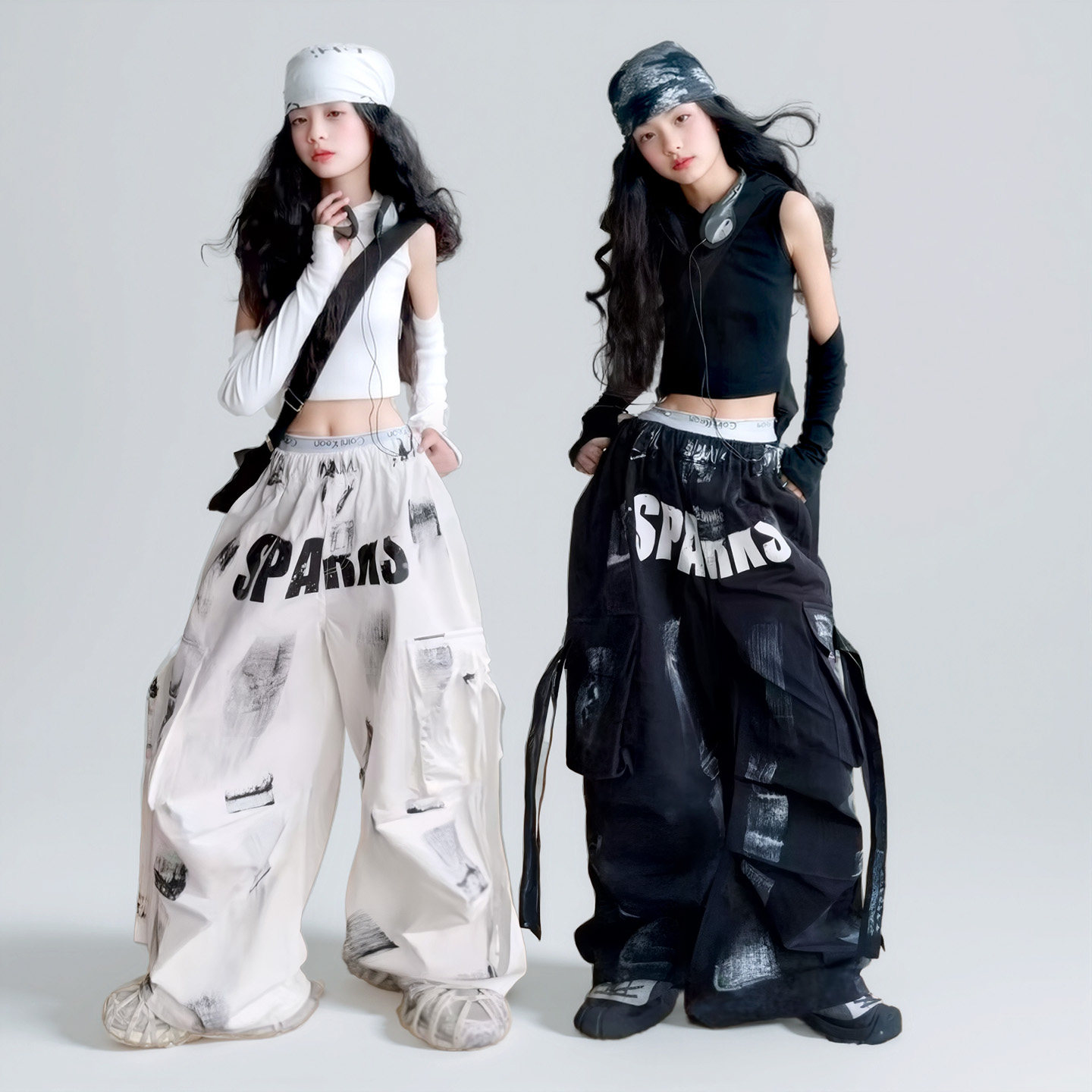 女童爵士舞服装少儿街舞嘻哈hiphop短袖潮酷女孩工装裤演出服套装,淘宝优惠券,粉丝福利购,淘宝优惠卷