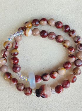 仅一串！蛋白石冰激凌 252阿拉善彩玉玛瑙手串女生生日礼物