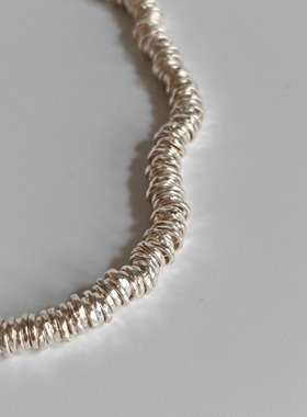 S925纯银粗盘缠碎银子手链