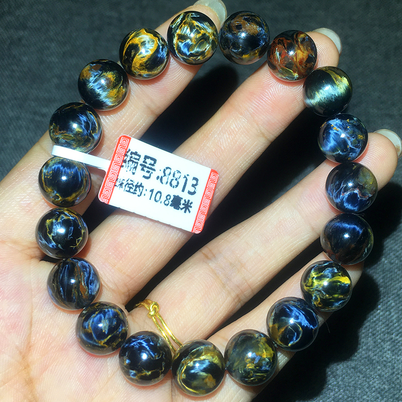 Pietersite蓝彼得石手串蓝火彩猫眼手链纯蓝纳米比亚料暴风雨宝石 - 图1