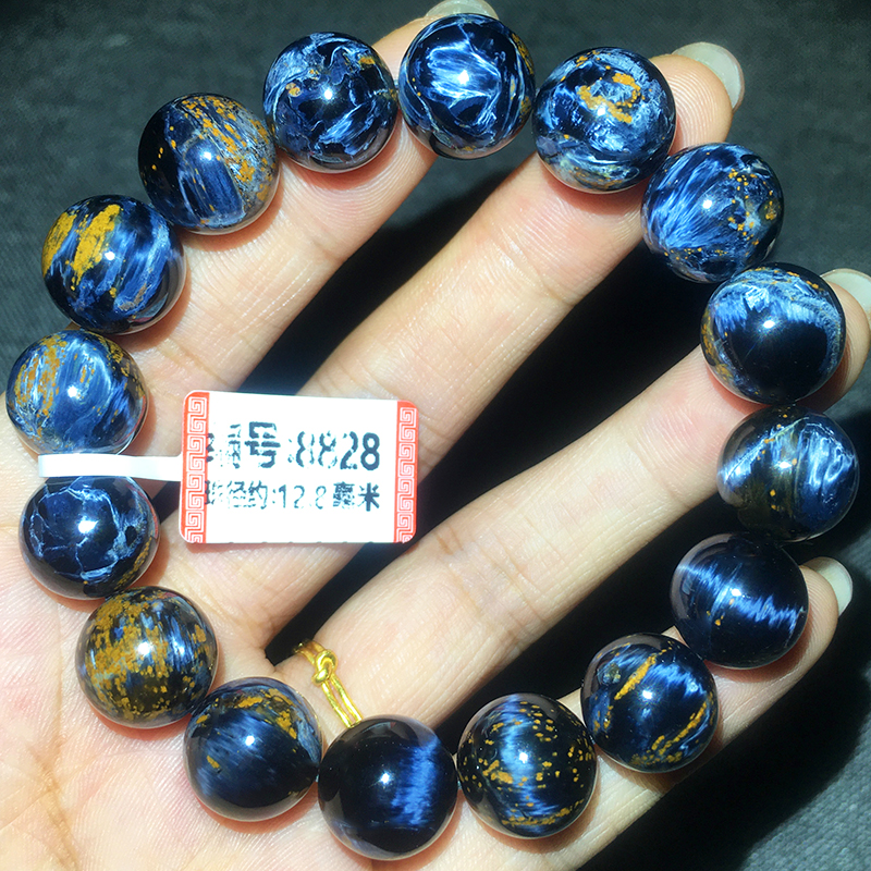 Pietersite蓝彼得石手串蓝火彩猫眼手链纯蓝纳米比亚料暴风雨宝石 - 图2