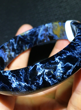 Pietersite彼得石手镯蓝色火彩61毫米61mm贵妃镯子纳米比亚料840