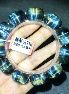 天然黄蓝虎金蓝虎桶珠手链一物一图闪电纹转运珠路路通珠子手串