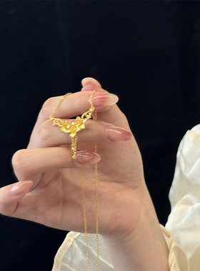 金色丁香花项链2026新款轻奢小众设计高级感钛钢不掉色锁骨链定制