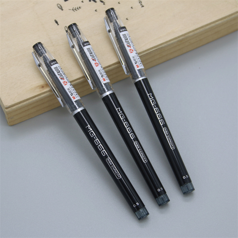 晨光MG-666大容量中性笔0.5学生考试专用碳素黑色水笔超顺滑B4501 - 图2