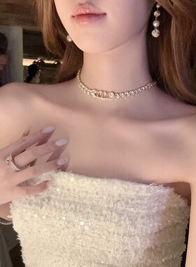 法国【设计师】Glam Dani 麦穗CD字母choker项链高级礼服配饰