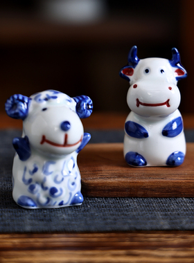 景德镇手绘青花瓷陶瓷12十二生肖摆件老鼠牛虎龙兔蛇马羊猴鸡狗猪