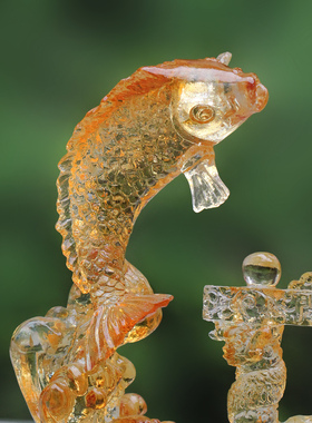 琉璃鱼跃龙门中式风水摆设