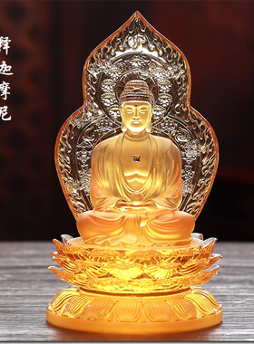 琉璃背光三宝佛像摆件