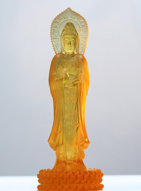 真琉璃观音祝福中式佛堂小号摆件