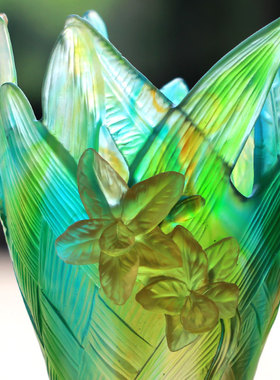 客厅剑兰花琉璃花瓶摆件