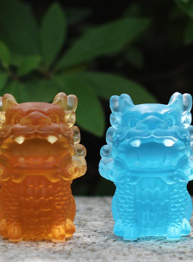 琉璃麒麟狮子吉祥风水茶宠摆件居家客厅书房桌面装饰送礼衔笔笔架