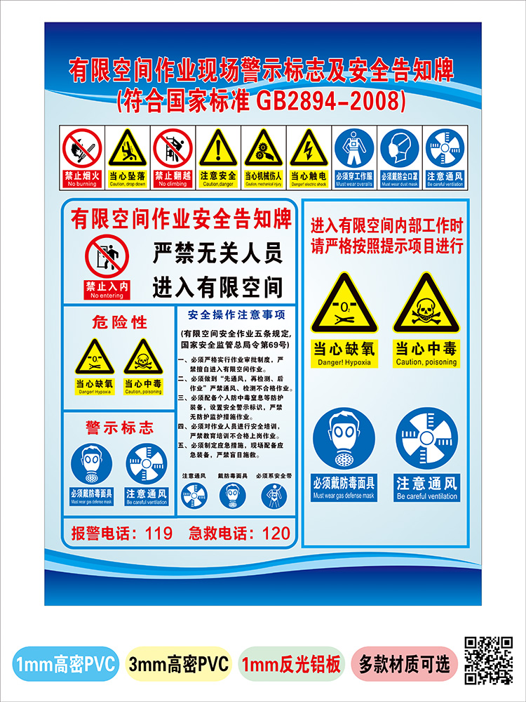 有限空间警示标识牌安全告知牌作业风险告知牌当心受限空间标志牌危险警示告知卡管理制度警示标志牌定制定做 - 图3