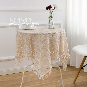 Clearance sale vintage American crochet lace tablecloth hollow artistic tassel tea table cloth cover photo background cloth