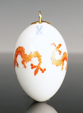 红色御龙彩绘描金挂饰