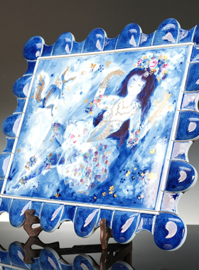 仲夏夜之梦彩绘描金瓷板画挂画