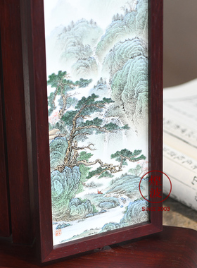 景德镇九段烧手绘粉彩摆件瓷器