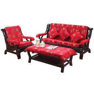 好多家红木沙发垫三连坐靠背连体实木沙发椅坐垫四季春夏天海绵垫