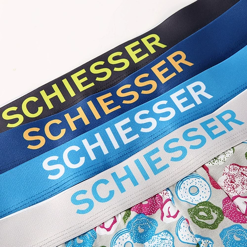 Смешанный цвет 2 установлен Schiesser Shuya Fresh Cotton Hetchabless Comptasting Color Print Middle Middle Isles