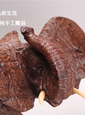 南非非洲木雕铁木大象 黑人纯手工 镇宅乌木雕刻吉祥如意送礼珍品