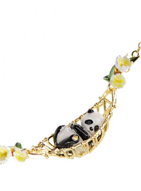 珐琅可爱大熊猫摇篮项链